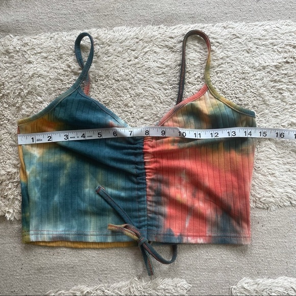 NEW  SHEIN TIE DYE DRAWSTRING CROP TANK TOP - S - Picture 5 of 9